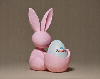 Figura de conejo de Pascua | Portahuevos de conejo | Portahuevos Kinder Sorpresa | Huevera para desayuno | Decoración con forma de conejo