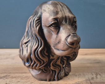 American cocker spaniel sculpture, 13 cm (black and white). Ready