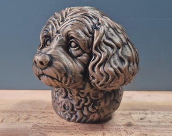 Cavapoo Büste – Realistic Cavapoo Dog Bust | Handbemalt & 3D Printed – Hochdetaillierte Skulptur
