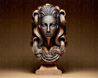 Figura del signo zodiacal Acuario | Estatua del zodiaco Acuario | Busto de fantasía | Decoración astrológica | Escultura del Aguador | Signo de Aire | Bronce negro