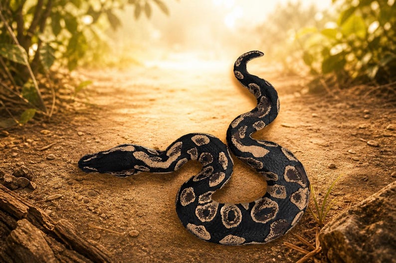Shadow Patch – Ledad skulptur av kunglig pyton | Realistisk reptildekor | Tillverkad i Tyskland bild 4