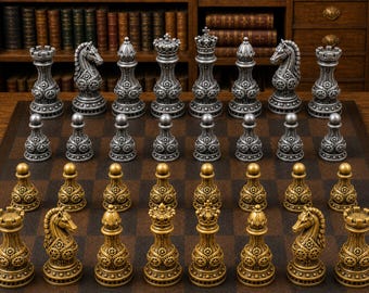 Steampunk figures – complete 32-piece chess set | Steampunk design | Made in Germany