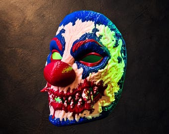 Clown Maske – beweglicher Kiefer | Weiß–Rot–Blau | Pipe Cox | Made in Germany