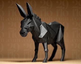 Geometric Donkey Figurine – Modern Decorative Donkey in Low-Poly Design | Minimalist Animal Figurine Made from 3D Print