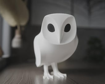 Minimalist barn owl | Modern bird figurine | Scandinavian decor | Abstract animal statue