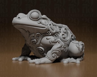 Escultura exclusiva de rana floral | Estatua de rana ornamentada | Figura de anfibio con mandala | Decoración bohemia | Arte animal para estanques | Regalo de sapo de la suerte