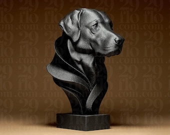 Busto de Labrador Moderno | Busto de Labrador Moderno | Estatua de Perro Negro | Regalo para Amantes de las Mascotas | Figura Elegante de Animal | Decoración para Perros | Arte Impreso en 3D