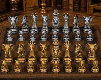 African Animals – Complete 32-Piece Chess Set | Animal Motif | Made in Germany