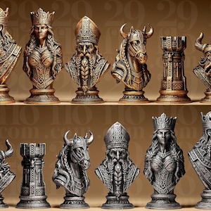 Wikinger Chess Wikinger Schachfiguren Set | Viking Chess Pieces | Nordische Mythologie ...