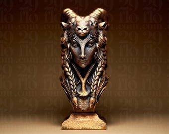 Figura del signo zodiacal Capricornio | Estatua del zodiaco Capricornio | Busto de fantasía | Decoración astrológica | Escultura de la Cabra | Signo de Tierra | Bronce negro