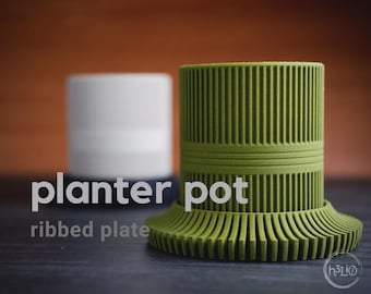 Ribbed Planter Pot | Modern 3D Printed Flower Pot | Grooved Planter | Designer Decorative Pot