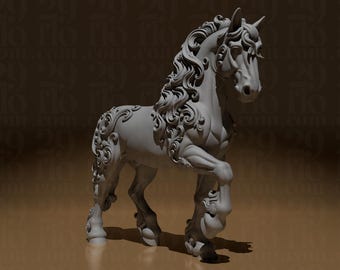 Escultura floral de caballo | Estatua barroca de caballo | Decoración ecuestre | Figura de semental | Figura ornamental de animal | Regalo ecuestre