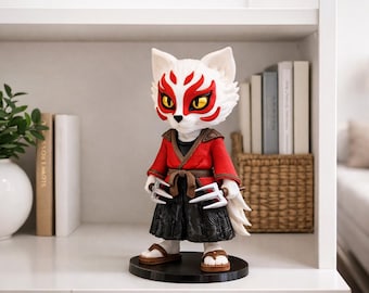 Figura Kitsune Chibi – Guerrero Zorro Asiático | Figura Kitsune Chibi – Guerrero Zorro Asiático Coleccionable