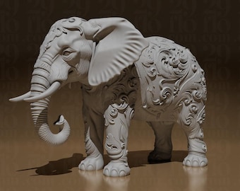Escultura floral exclusiva de elefante | Estatua de elefante ornamentada | Figura de animal con mandala | Decoración bohemia | Amuleto de la suerte | Figura de arte safari