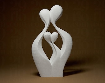 Abstract Family Sculpture | Modern family figure with heart | Minimalist decorative sculpture in white