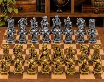 Luxurious Baroque style – complete 32-piece chess set | Ornamental design | Made in Germany