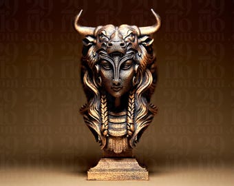 Figura del signo zodiacal Tauro | Estatua del zodiaco Tauro | Busto de fantasía | Decoración astrológica | Escultura del Toro | Regalo gótico | Bronce negro