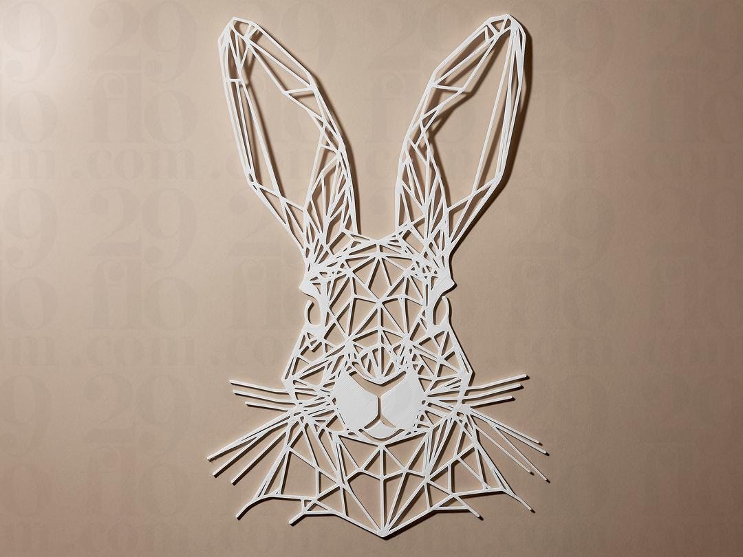 Geometric Easter Rabbit Geometric Easter Bunny Wall Art | Modern Easter Decoration | Minimalist ...