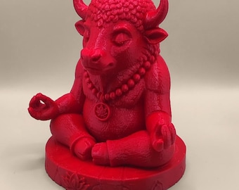 ZEN Bison – meditierende Bison-Skulptur | Lotus-Motiv | Made in Germany