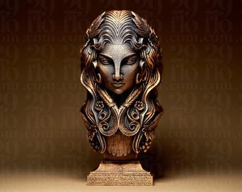 Figura del signo zodiacal Virgo | Busto de fantasía | Decoración astrológica | Escultura de la Doncella | Regalo de signo de tierra | Bronce negro