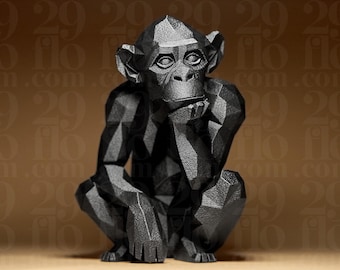Geometric Monkey – Modern Monkey Sculpture | Abstract Animal Figurine | Stylish 3D Decor in Polygonal Design
