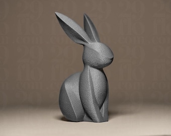Elegante figura de conejo | Estatua minimalista de conejo | Decoración gris de Pascua | Decoración moderna de primavera | Escultura de conejo | Arte escandinavo para el hogar