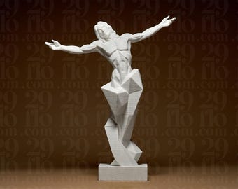 Estatua de Jesús moderna | Figura de Cristo contemporánea | Decoración cristiana geométrica | Decoración religiosa | Escultura abstracta del Salvador | Regalo de Pascua