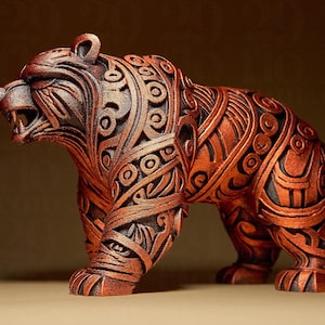 Designerbjörnskulptur | Björnstatyett | Ornamental mörk konst | Gotisk dekorativ skulptur