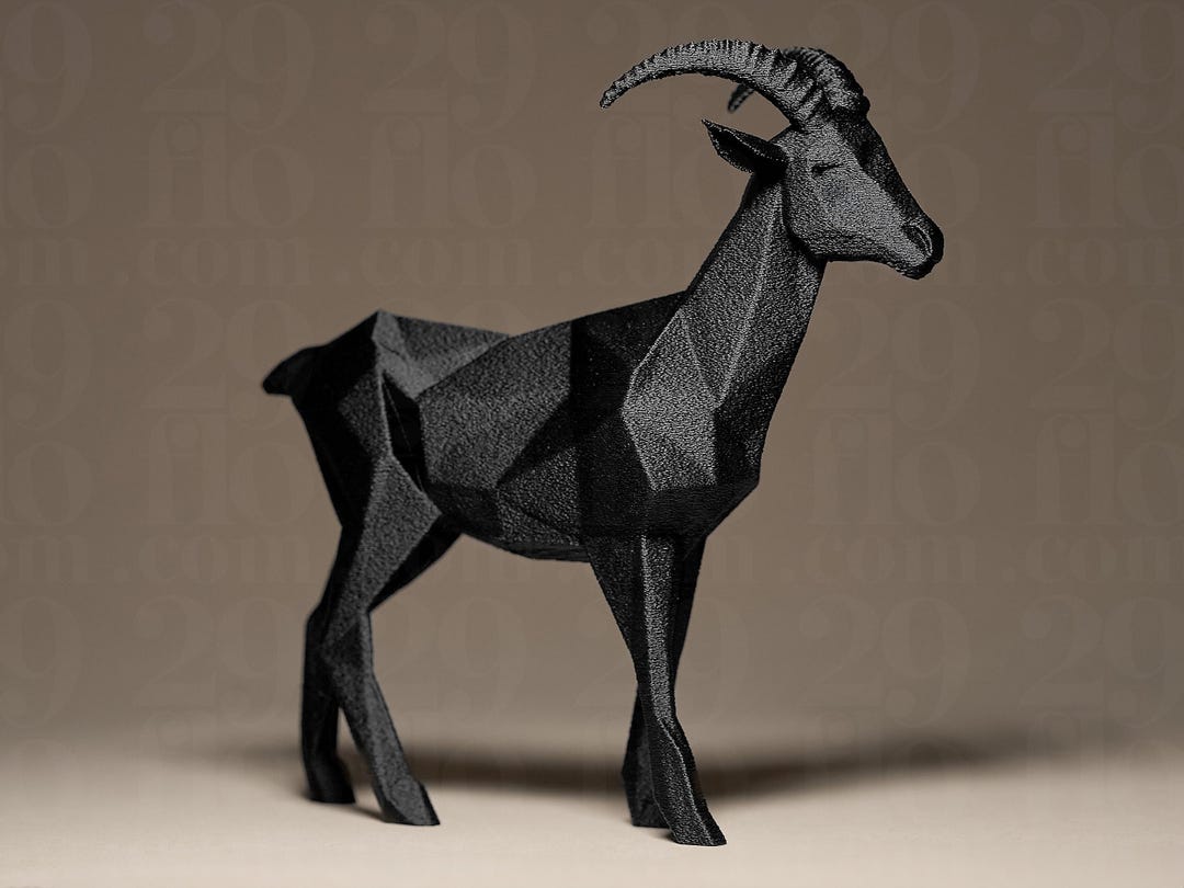Geometric Goat Full Body Geometric Goat Figurine | Modern Goat Made of Geometric Shapes ...