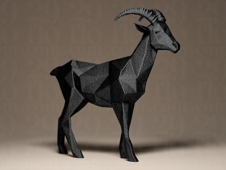 Geometric Goat Full Body Geometric Goat Figurine | Modern Goat Made of Geometric Shapes ...