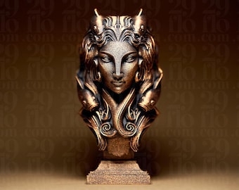 Figura del signo zodiacal Piscis | Estatua del zodiaco Piscis | Busto de fantasía | Decoración astrológica | Escultura del pez | Signo de agua | Bronce negro