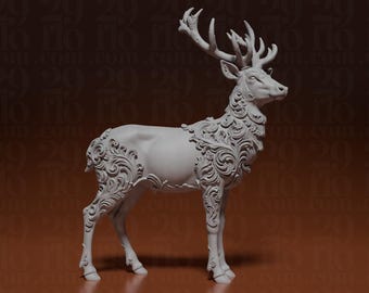Escultura floral exclusiva de ciervo | Estatua de ciervo ornamentada | Figura de animal del bosque | Decoración bohemia | Arte de ciervo de fantasía | Regalo de naturaleza silvestre