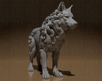 Escultura floral de lobo | Estatua barroca de lobo | Decoración de animales fantásticos | Regalo de vida silvestre | Figura ornamental de animal | Arte de animales espirituales