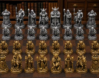 Vikings: Good vs. Evil – Complete 32-Piece Chess Set | Historical Design | Made in Germany