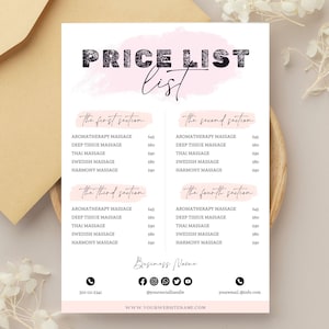 PriceList Template, Editable Price List Template, Boho Beauty Salon Price List Template, Bundle price list, Nail Makeup Hair Stylist
