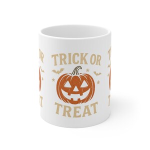 Halloween Trick or Treat Mug | Pumpkin Coffee Cup, Fall Decor, Spooky Gift, Autumn Mug, Halloween Party