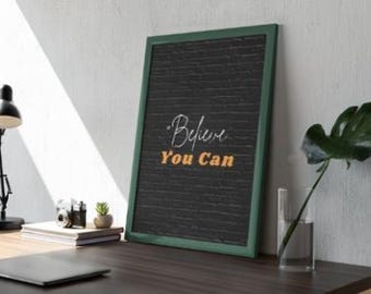 Motivational Quote Digital Download, Printable, Wall Decor. Modern Black, Gold & White Positive Typography Digital Download, PDF