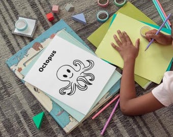 Animal Coloring Book for Kids, toddlers, Digital Printable Coloring Pages. Preschool Activity. High quality pdf instant download