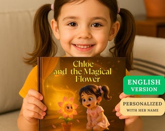 Libro Personalizado con Nombre para Niñas 3-7 Años, Libro Infantil Personalizado, Cuento para Dormir en Inglés, Flor Mágica, Regalo Especial