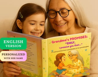 Personalisiertes Enkelbuch, 27 Versprechen von Oma, individuelles Geschenk für Enkelin, Andenken, englische Ausgabe