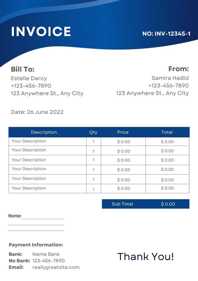 Editable Invoice Template for Google Docs | MS Word Invoice Template ...