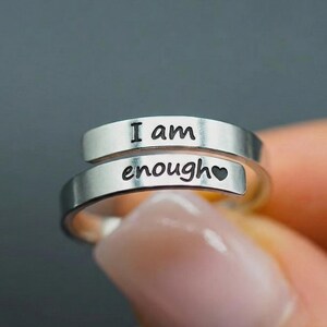 I Am Enough Ring • Adjustable Recycled Sterling Silver Affirmation Jewelry