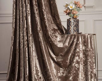 Cortinas de terciopelo amarillo dorado, cortinas de lujo a medida para sala de estar, cortinas de terciopelo arrugado color granate, paneles opacos para ventanas.