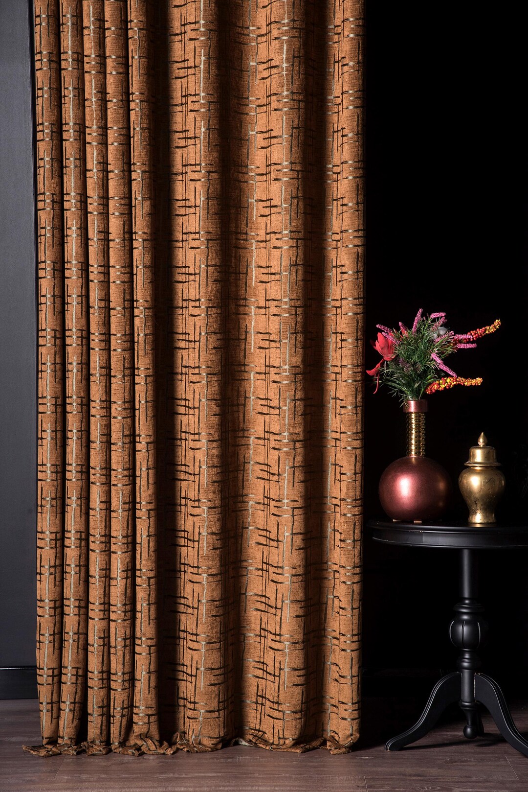 Striped Patterned Chenille Fabric for Livingroom, Bronze and Gray ...
