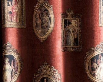 Pannello per tende in terracotta barocca, tenda in ciniglia di lusso, tende vintage in stile country francese, tenda vittoriana su misura, di design