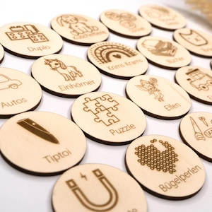 Montessori Wooden Toy Labels for IKEA Trofast: 70 Laser-Engraved Organizer Signs