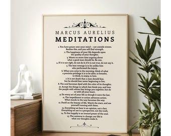 Póster de las Meditaciones de Marco Aurelio, póster de filosofía estoica, impresión de cita motivacional, regalos estoicos, arte de pared para decoración masculina