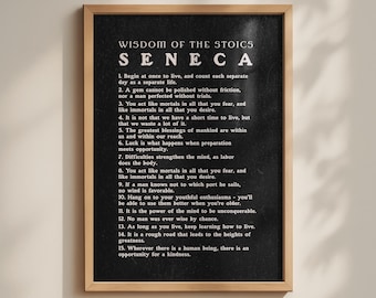 Seneca Stoic Quote Poster, Wisdom of the Stoics Minimalist Print, Inspirational Philosophy Wall Art, Industrial Black motivational Print