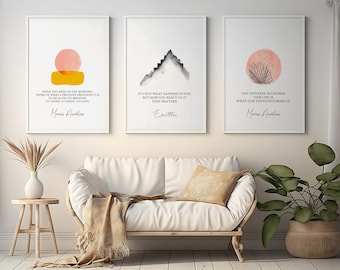Stoic Philosophy Art Prints: Marcus Aurelius & Epictetus Quotes (Digital Download)