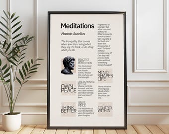 Impresión de las Meditaciones de Marco Aurelio: Arte mural de filosofía estoica (Descarga digital)